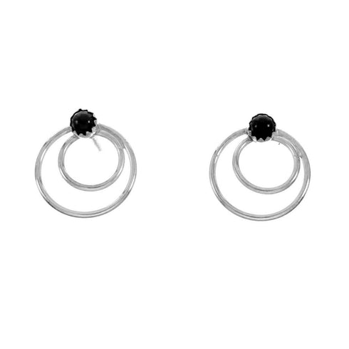 Navajo Onyx Sterling Silver Post Earrings NX11514