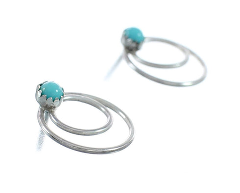 Navajo Turquoise Sterling Silver Post Earrings NN20311