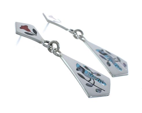 Multicolor Inlay Blue Jay Genuine Sterling Silver Zuni Earrings NN20331
