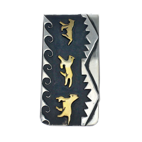 Horse Native American Navajo Genuine Sterling Silver And 12KGF Money Clip NN20382