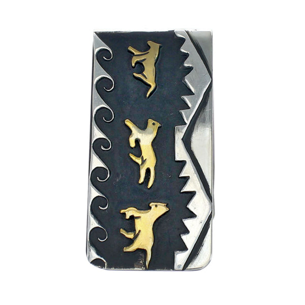 Horse Native American Navajo Genuine Sterling Silver And 12KGF Money Clip NN20382