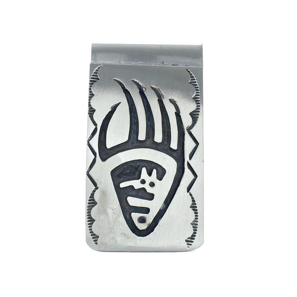 Native American Genuine Sterling Silver Bear Paw Money Clip NN20368