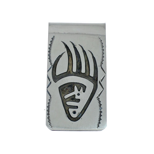 Native American Genuine Sterling Silver Bear Paw Money Clip NN20369