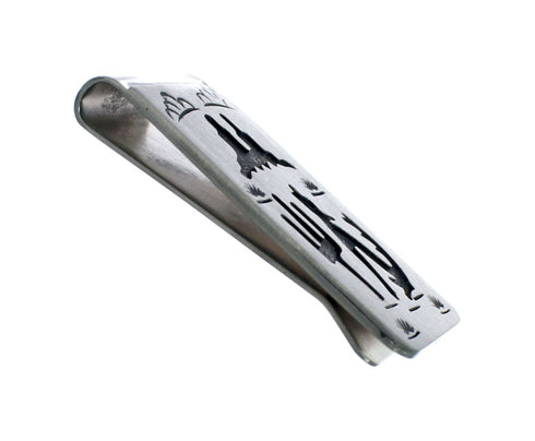 Native American Genuine Sterling Silver Wolf Money Clip NN20387