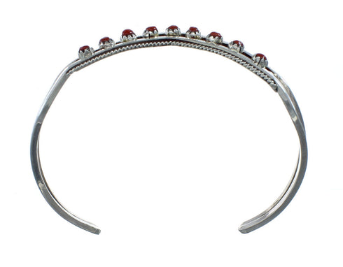 Native American Zuni Coral Sterling Silver Cuff Bracelet NX11583