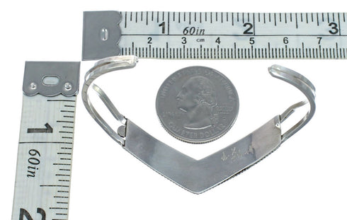 Native American Zuni Coral Sterling Silver Cuff Bracelet NX11583