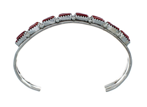 Native American Navajo Coral Sterling Silver Cuff Bracelet NX11582