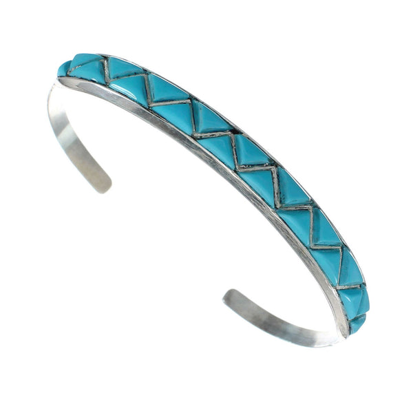 Native American Zuni Sterling Silver Turquoise Cuff Bracelet NX11588