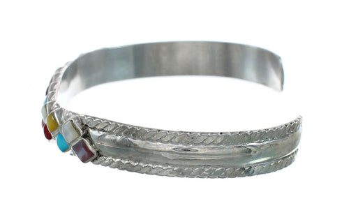 Zuni Multicolor Authentic Sterling Silver Jewelry Cuff Bracelet NX11592