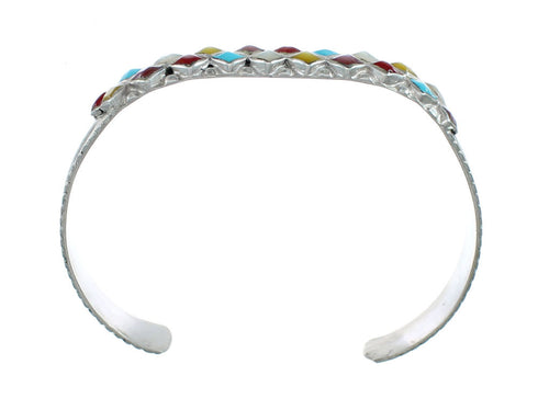 Zuni Multicolor Authentic Sterling Silver Jewelry Cuff Bracelet NX11592