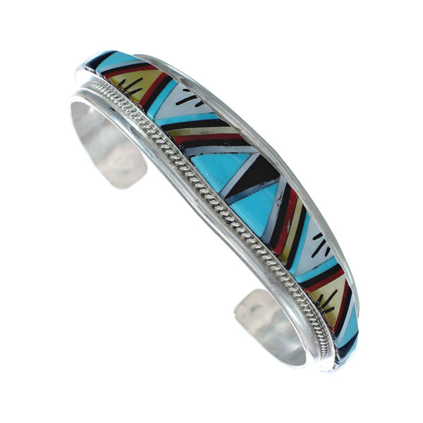Zuni Multicolor Inlay Sterling Silver Cuff Bracelet NX11590