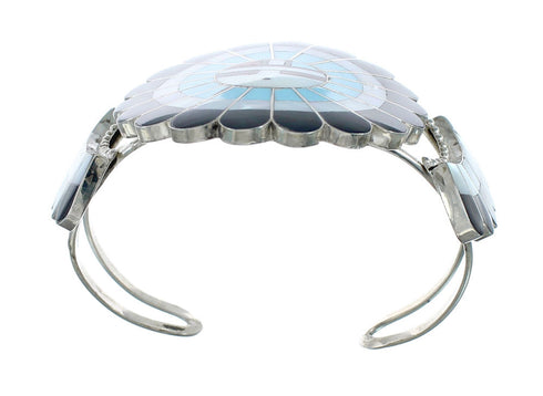 Multicolor Inlay Zuni Sun Sterling Silver Cuff Bracelet NX11591