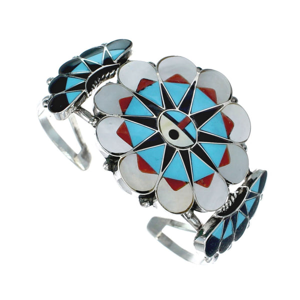 Multicolor Zuni Sun Sterling Silver Cuff Bracelet NX11598