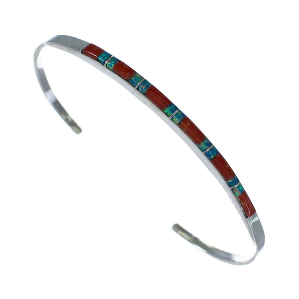 Navajo Multicolor Inlay Sterling Silver Cuff Bracelet NX11601