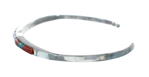 Navajo Multicolor Inlay Sterling Silver Cuff Bracelet NX11601