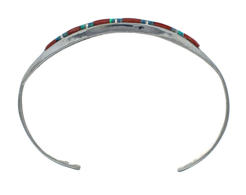 Navajo Multicolor Inlay Sterling Silver Cuff Bracelet NX11601