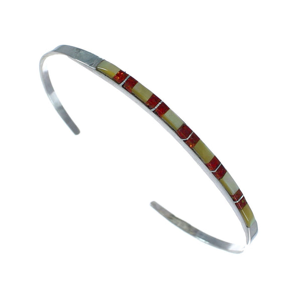 Navajo Multicolor Inlay Sterling Silver Cuff Bracelet NX11604