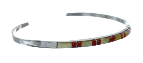 Navajo Multicolor Inlay Sterling Silver Cuff Bracelet NX11604