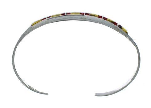 Navajo Multicolor Inlay Sterling Silver Cuff Bracelet NX11604