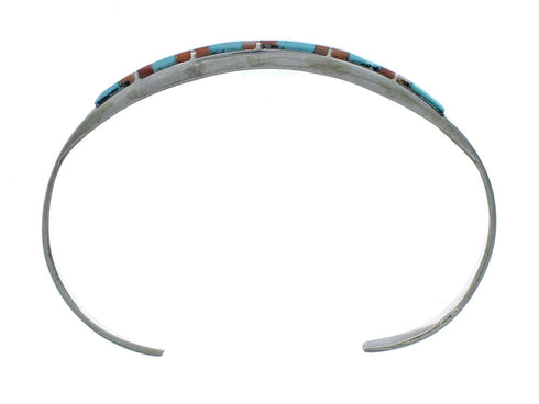 Navajo Multicolor Inlay Sterling Silver Cuff Bracelet NX11605