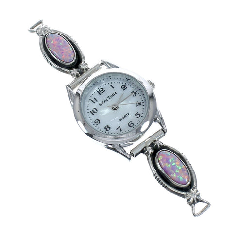 Sterling Silver Pink Opal Navajo Native American Watch NX11585