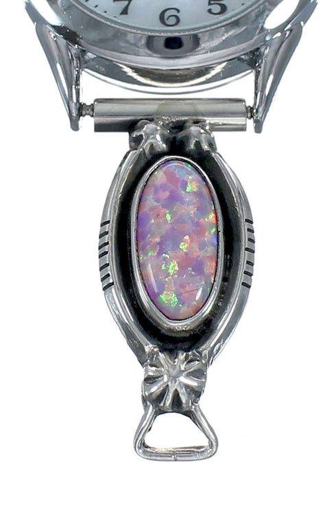 Sterling Silver Pink Opal Navajo Native American Watch NX11585