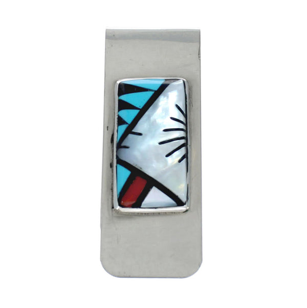 Zuni Multicolor Inlay Sterling Silver Money Clip NX11606