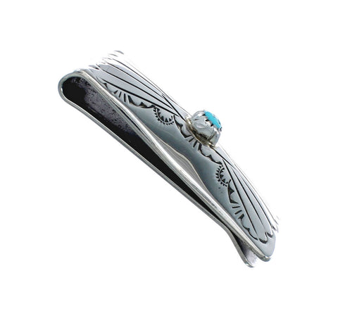 Genuine Native American Turquoise Sterling Silver Money Clip NX11613