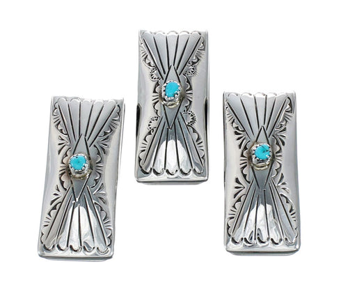 Genuine Native American Turquoise Sterling Silver Money Clip NX11613