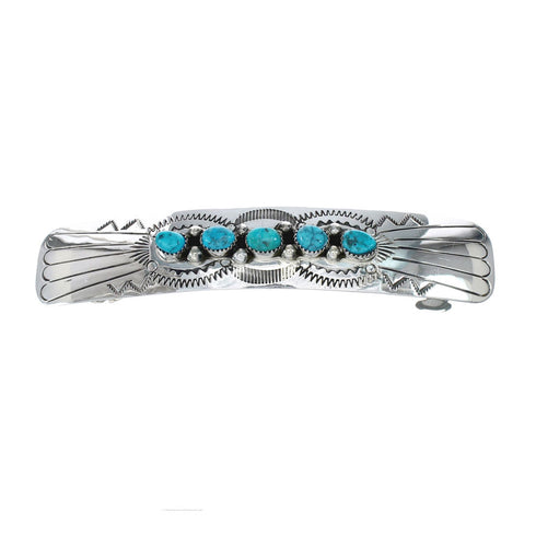 Navajo Sterling Silver Turquoise Hair Barrette NN20393