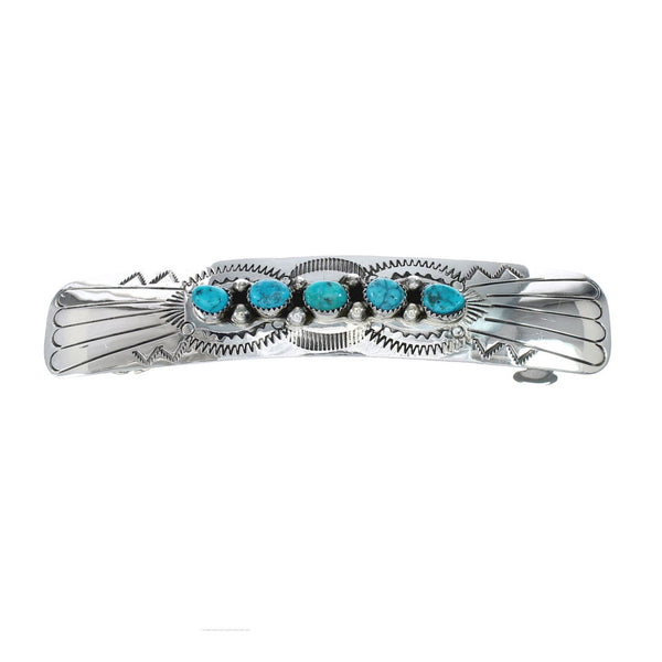 Navajo Sterling Silver Turquoise Hair Barrette NN20393