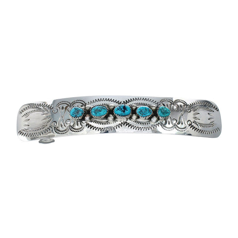 Navajo Sterling Silver Turquoise Hair Barrette NN20395