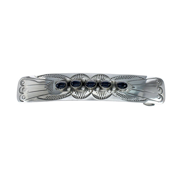 Navajo Sterling Silver Onyx Hair Barrette NN20396