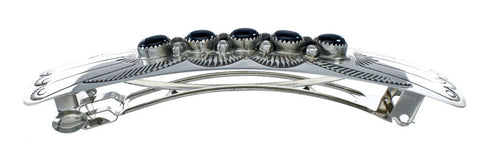Navajo Sterling Silver Onyx Hair Barrette NN20396