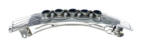 Navajo Sterling Silver Onyx Hair Barrette NN20398