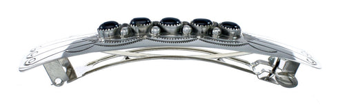 Navajo Sterling Silver Onyx Hair Barrette NN20399