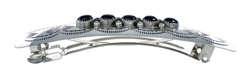 Navajo Sterling Silver Onyx Hair Barrette NN20401