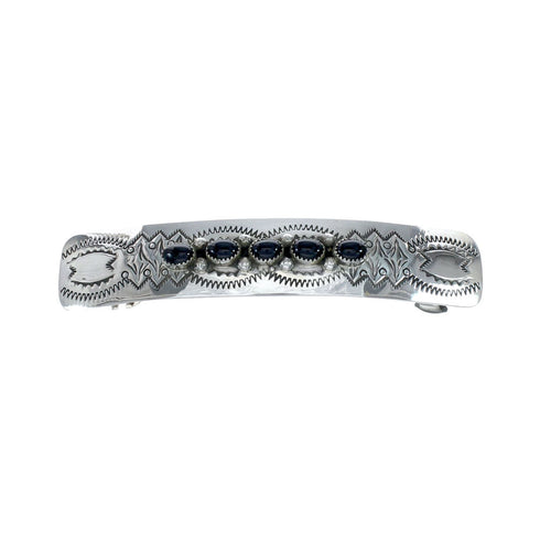 Navajo Sterling Silver Onyx Hair Barrette NN20402