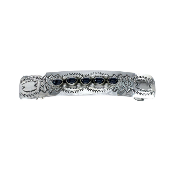 Navajo Sterling Silver Onyx Hair Barrette NN20402