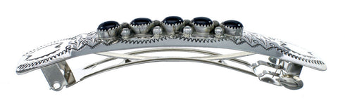 Navajo Sterling Silver Onyx Hair Barrette NN20402