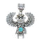 Authentic Navajo Eagle Kachina Figure Turquoise Sterling Silver Pendant NX11677