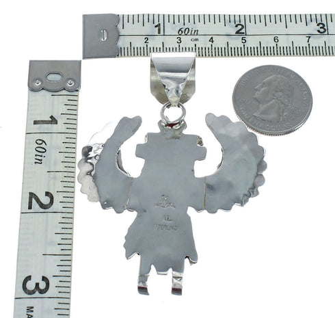 Authentic Navajo Eagle Kachina Figure Turquoise Sterling Silver Pendant NX11678
