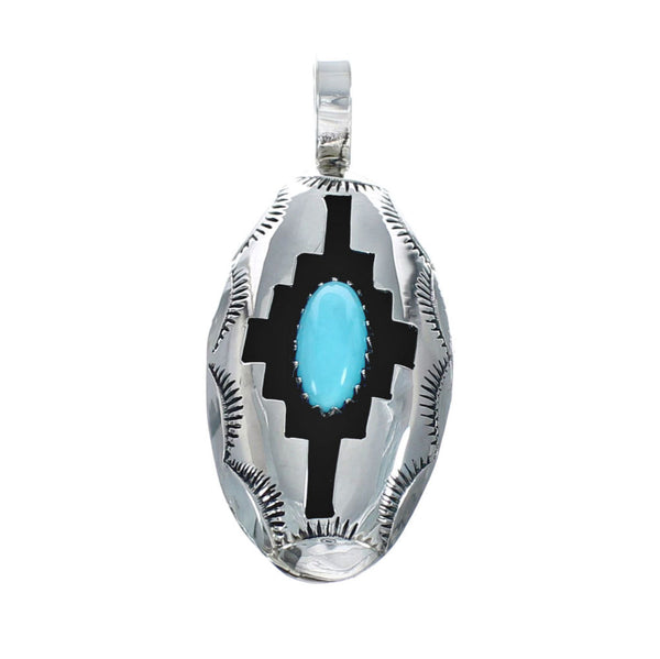 Navajo American Indian Genuine Sterling Silver Turquoise Pendant NX11679