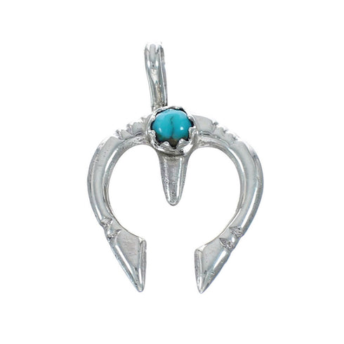 Sterling Silver Turquoise Horseshoe Navajo Pendant NX11684
