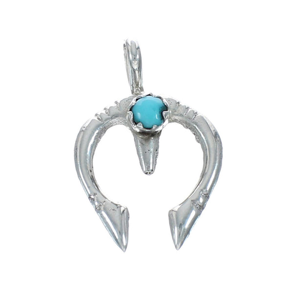 Sterling Silver Turquoise Horseshoe Navajo Pendant NX11685