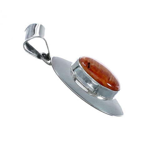 Orange Shell Oyster Navajo Sterling Silver Pendant NN20559