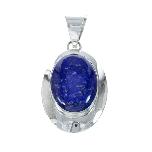Native American Navajo Lapis Sterling Silver Oval Pendant NN20536