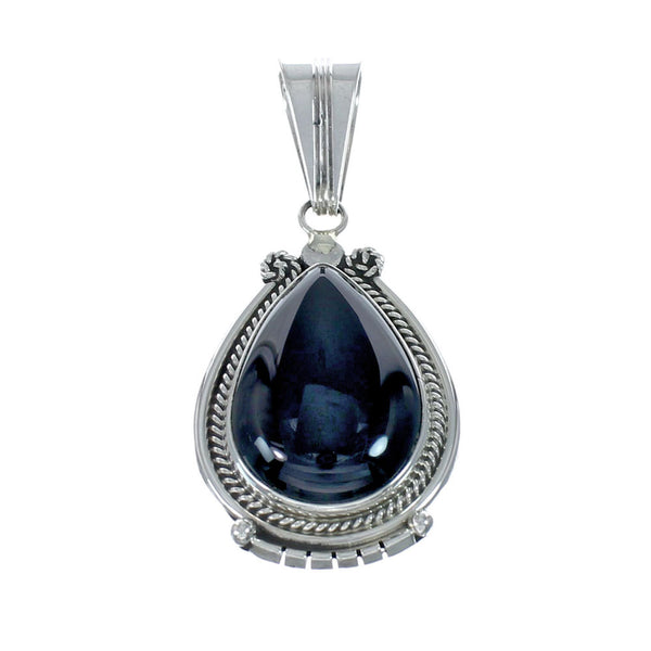 Onyx Sterling Silver Navajo Tear Drop Pendant NN20532