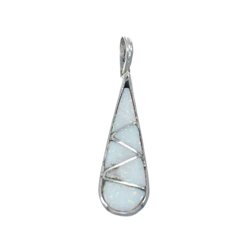 Native American Zuni Authentic Sterling Silver Opal Inlay Pendant NN20557