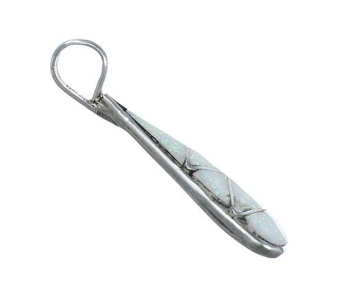 Native American Zuni Authentic Sterling Silver Opal Inlay Pendant NN20557